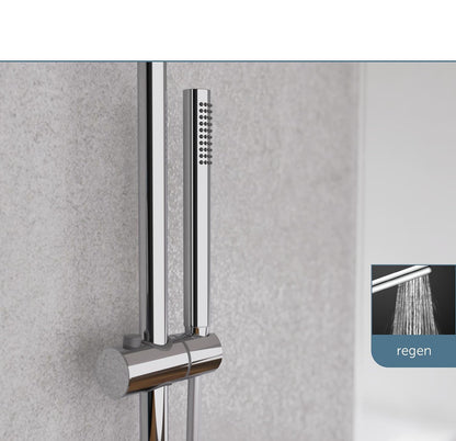 Douche Systeem – Douche Set – Regendouche – Thermostaatkraan – Handdouche – 25 cm Regendouchekop – Waterbesparend Chroom