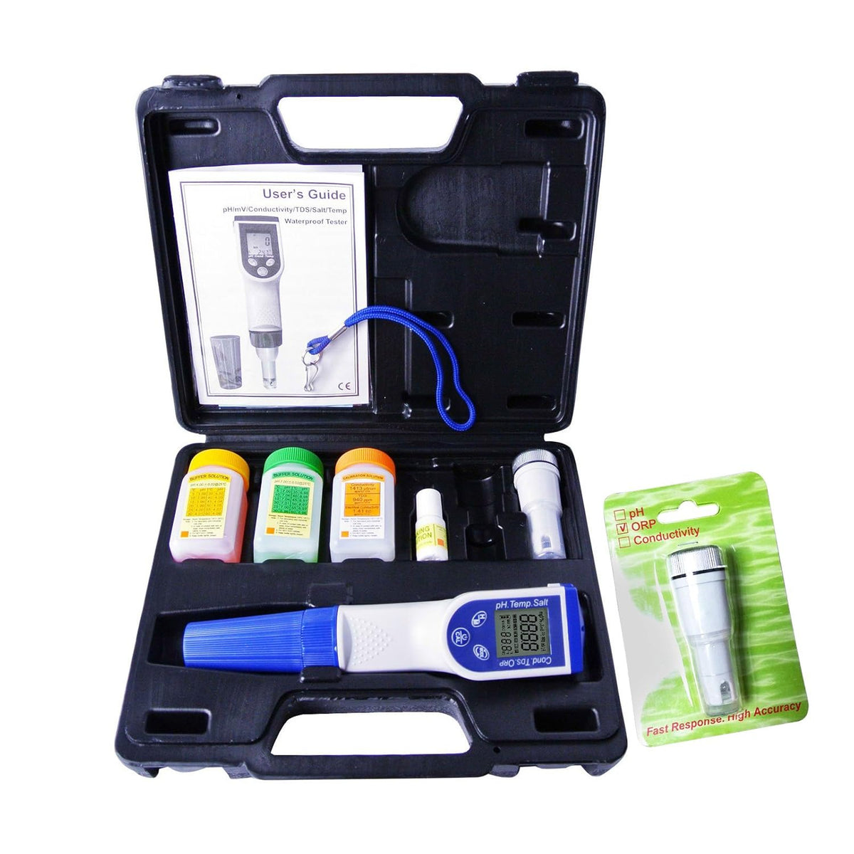 6-in-1 waterdichte pH/ORP/TDS/EC (geleidbaarheid)/zoutgehalte/temperatuurmeter zakformaat multi-parameter waterkwaliteit tester kit vervangbare ORP-sonde