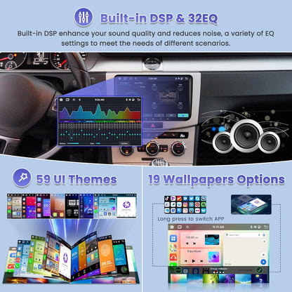 8-Core/4G+64G/DSP Autoradio Android pour VW Golf 5 Golf 6 Polo Passat Tiguan T5 Transporter Seat Leon avec Sans Fil CarPlay Android Auto, 9" écran Tactile avec BT GPS WiFi RDS FM USB+CAM