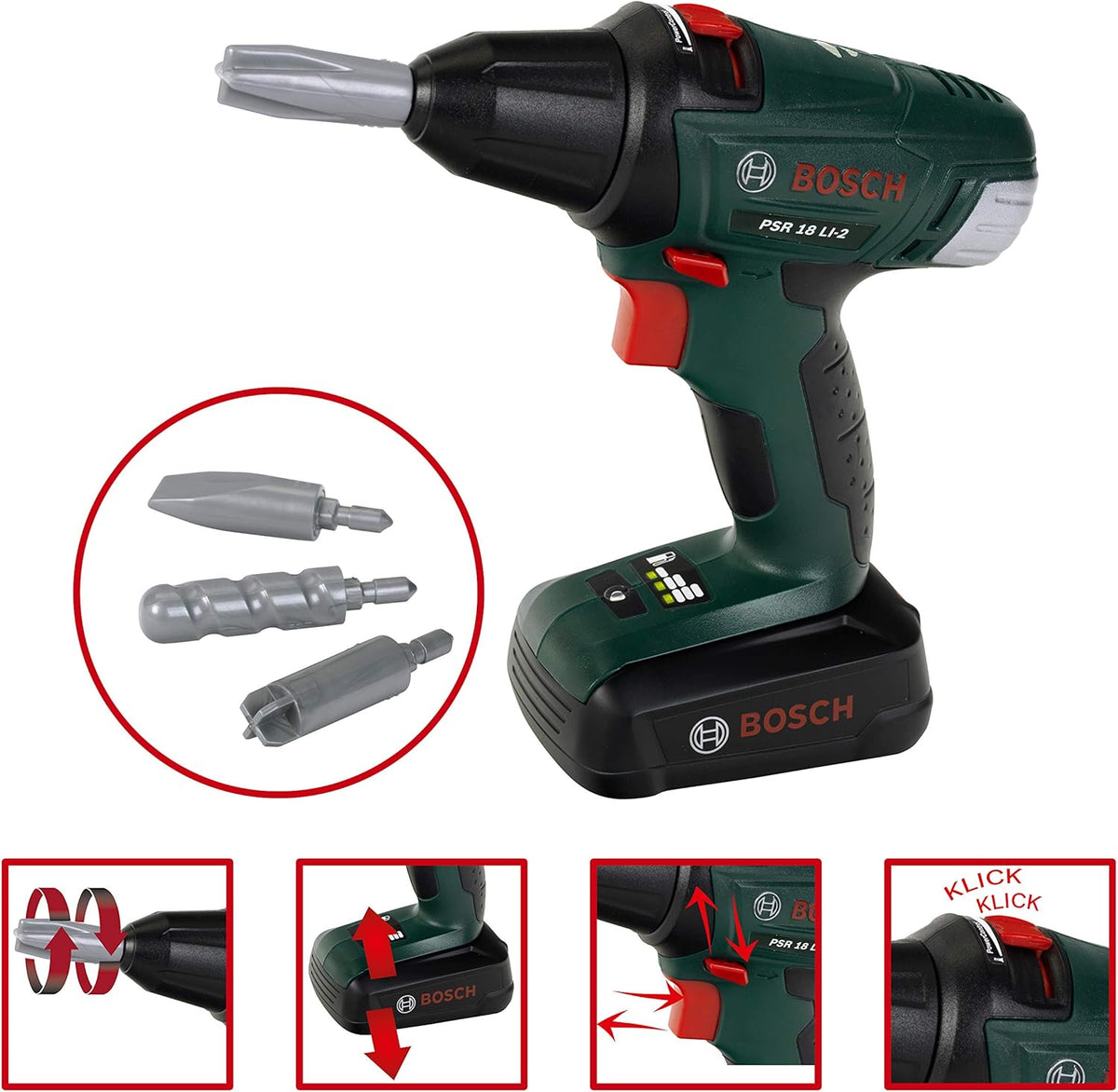 Theo Klein 8485 Bosch werkbank nr. 1 I 150 onderdelen I Inclusief accessoires | Accuschroevendraaier op batterijen met licht en geluid I Voor kinderen vanaf 3 jaar