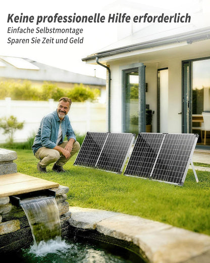 POPOSOAP Vijverwaterval met zonnepomp, watervaloverloop met 100 W zonnepaneel, 660 gph-vijverpomp, 3 m lange golfslang voor tuinvijvers