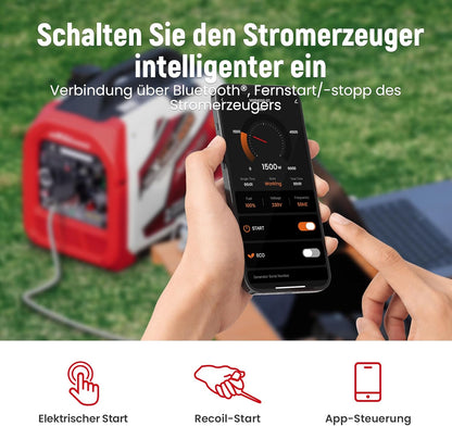 maXpeedingrods Stroomgenerator, inverter, 3500 W, benzine, stil, met Bluetooth®-app, afstandsbediening, stroomgenerator, LPG, benzine, digitaal, licht, als noodstroomaggregaat, voor camping, garage,