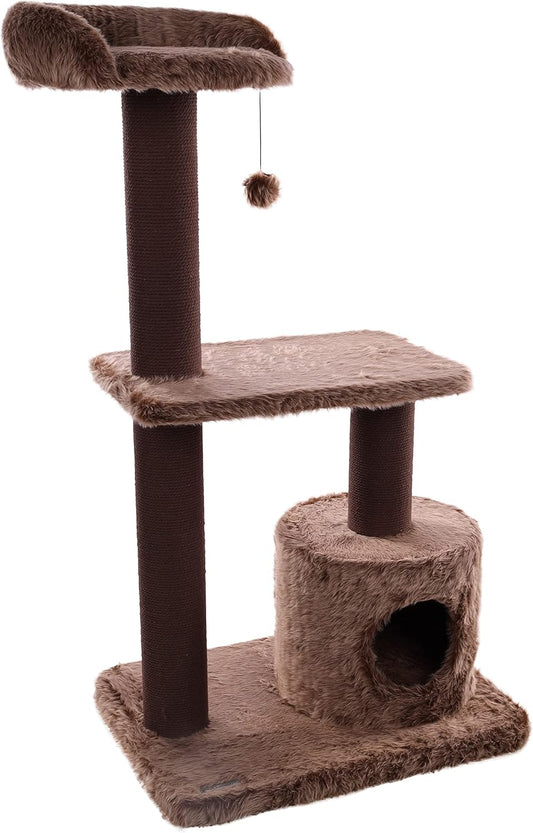 Flamingo Hathi Krabpaal – bruin – 78 x 49,5 x 121 cm – grootste selectie hoogwaardige krabpalen met platforms, verstoppingen en krabpalen van sisal