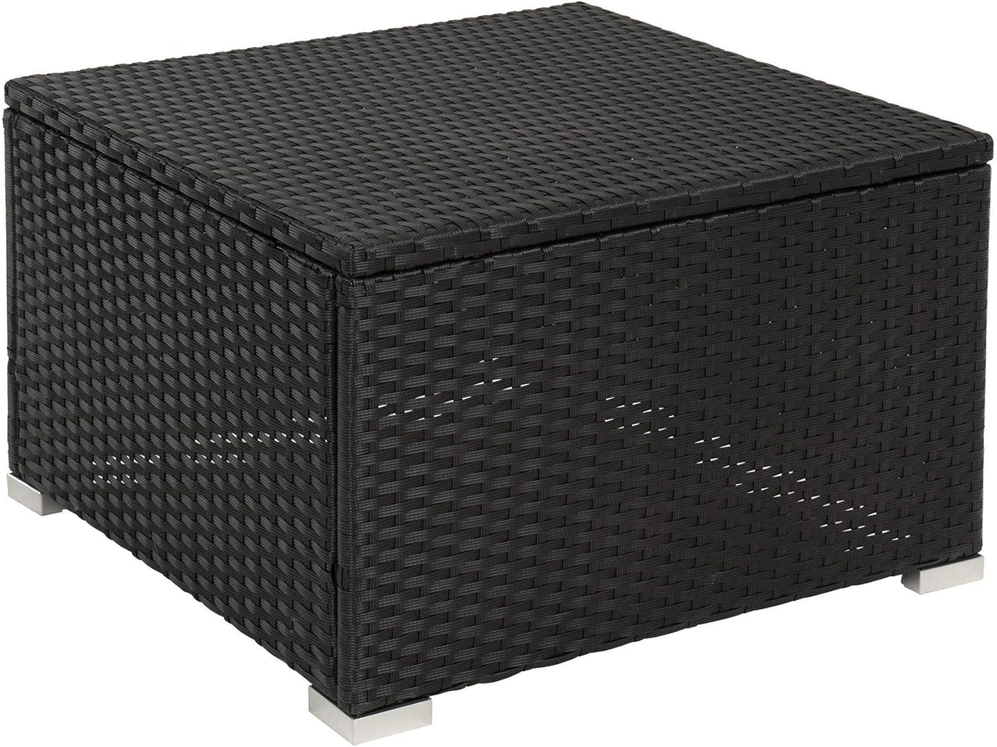 Estexo Rattan Lounge Seating Group, Poly Rattan Garden Furniture Set, 3 Seater Sofa, Sitting Area, Dining Area, Garden Set, Balcony Set (Black) - QUORE