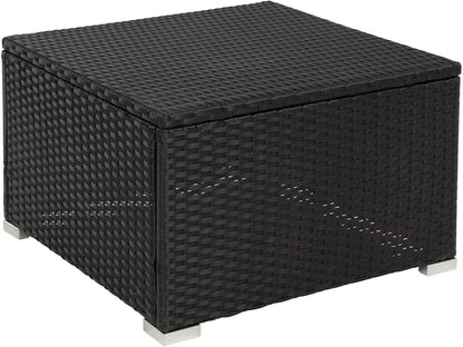 Estexo Rattan Lounge Seating Group, Poly Rattan Garden Furniture Set, 3 Seater Sofa, Sitting Area, Dining Area, Garden Set, Balcony Set (Black) - QUORE
