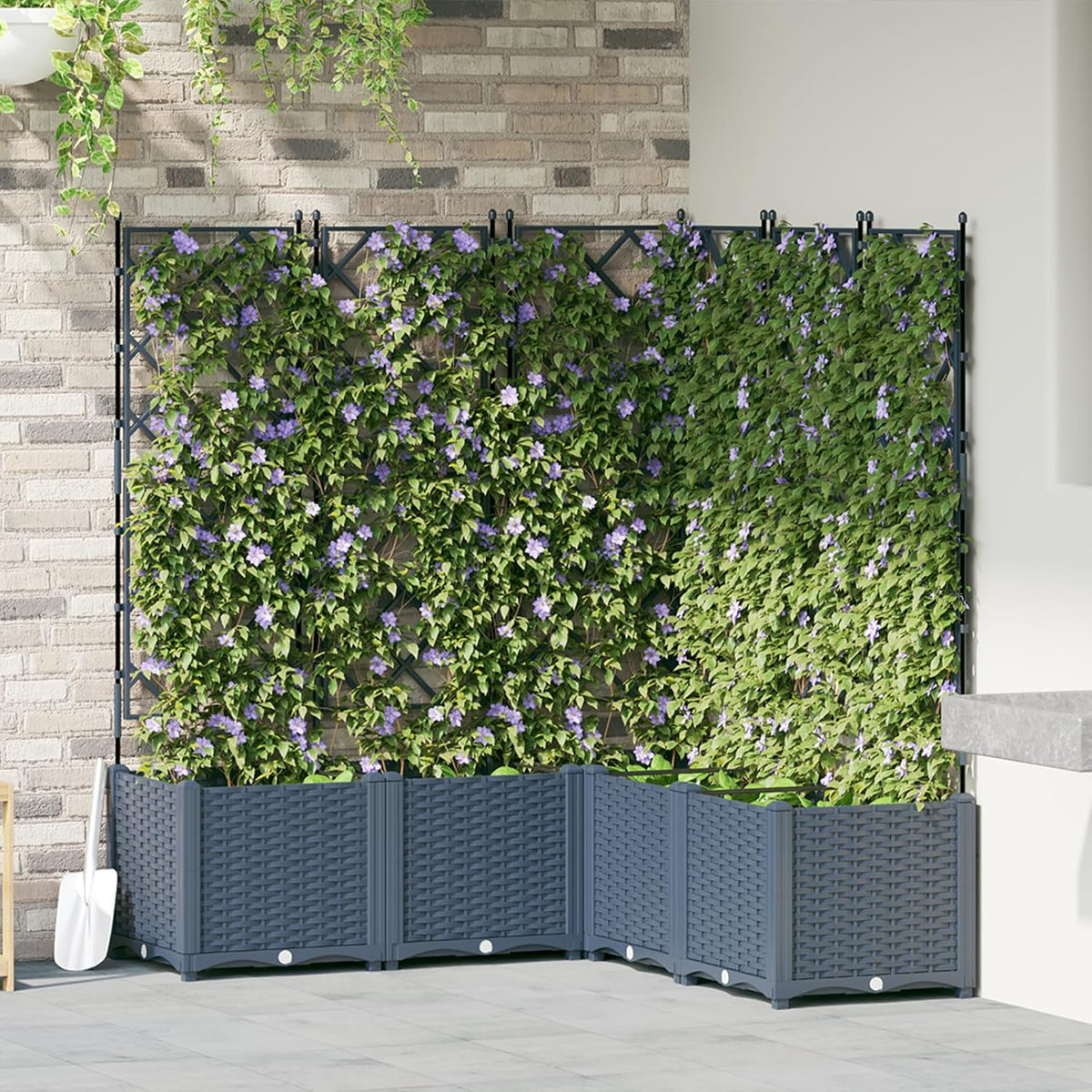 vidaXL Garden Planter with Trellis 5 pieces Grey 120x120x143cm - QUORE