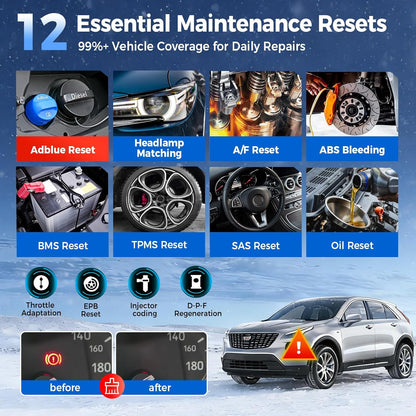 OBD2 Diagnoseapparaat – Auto Scanner – Foutcode Lezer – Diagnosetool – Autodiagnose – 4 Systemen in 1 – 12 Onderhoudsfuncties