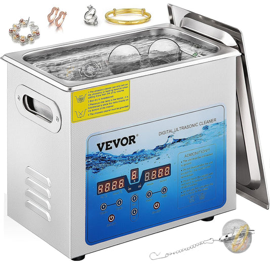 Ultrasone Reiniger – Ultrasone Schoonmaker – Ultrasoon Bad – Sieradenreiniger – Horlogereiniger – 6 Liter RVS Tank – Instelbare Timer en Temperatuur