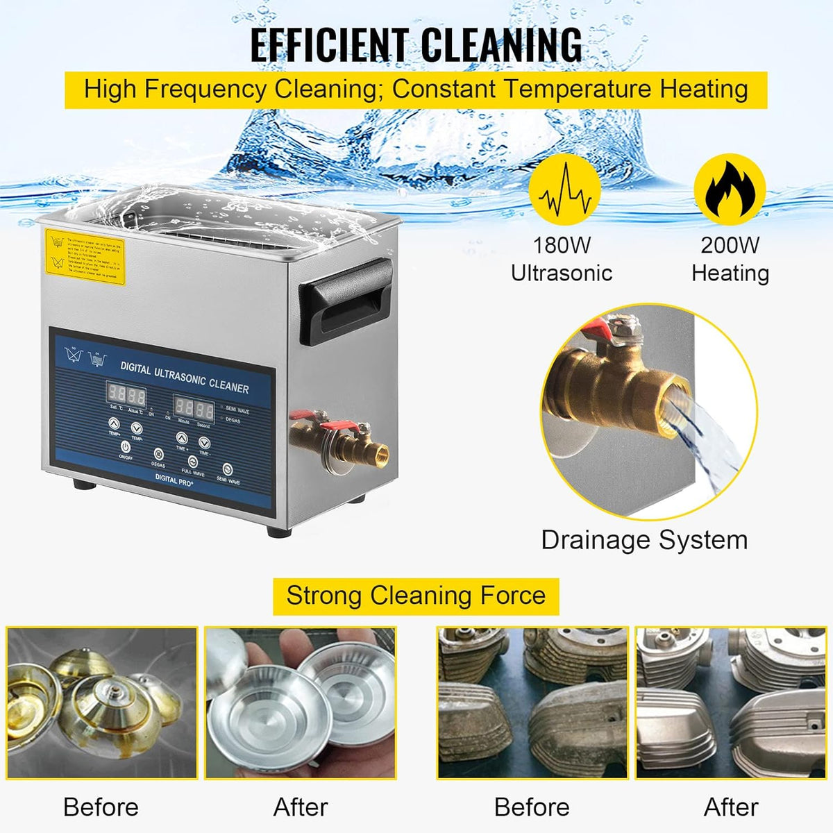 Ultrasone Reiniger – Ultrasoon Schoonmaakapparaat – Sieradenreiniger – Brillenreiniger – Horlogereiniger – 6 Liter Capaciteit – Roestvrijstalen Tank – Dubbele Frequentie 28/40 kHz