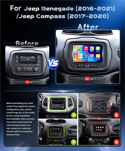 Autoradio Jeep Renegade – Auto Stereo – Multimedia Systeem – Navigatie Radio – DAB Radio – 7" IPS Touchscreen – Android 15 met Draadloos CarPlay & AHD Camera