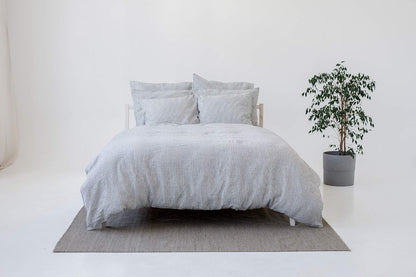 My Linen Home Dekbed van gewassen linnen (100% steenwashed), 150 x 200 cm, hypoallergene strepen, thermoregulatie en ademend vermogen, machinewasbaar