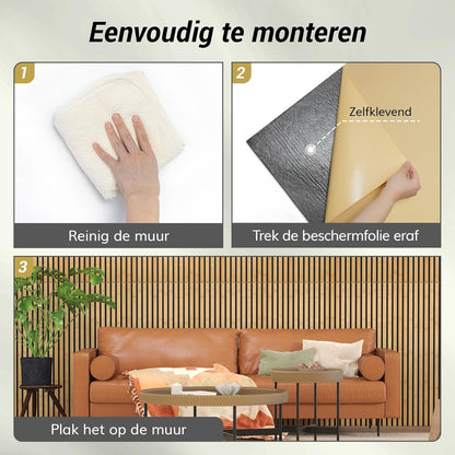 Bamboe Akoestische Panelen – Akoestisch Paneel – Wandpanelen – Houten Latten Paneel – Lamellenwand – Zelfklevend – 100% Bamboe, 4 Stuks 110 x 52 x 1,7 cm