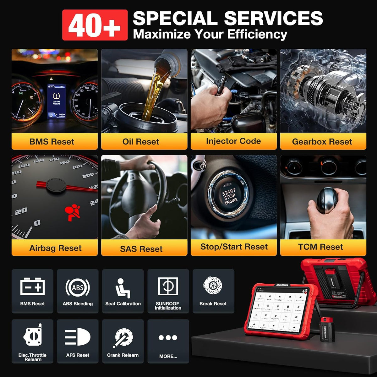 KINGBOLEN K10 PRO OBD2 diagnoseapparaat, bidirectioneel OE-niveau, alle systemen, OBD2-diagnoseapparaat voor de auto, met topologiekaart, ECU-codering, diagnoseapparaat auto met FCA Can FD en DOIP, 50