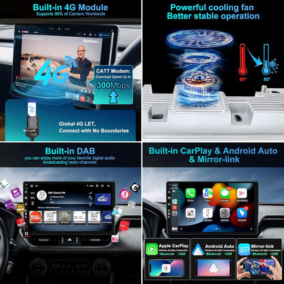 Autoradio – Multimedia Systeem – Android Headunit – 2-DIN Radio – Auto Stereo – 9 Inch QLED Scherm – Android 14 Met 4G LTE & DAB+ Tuner