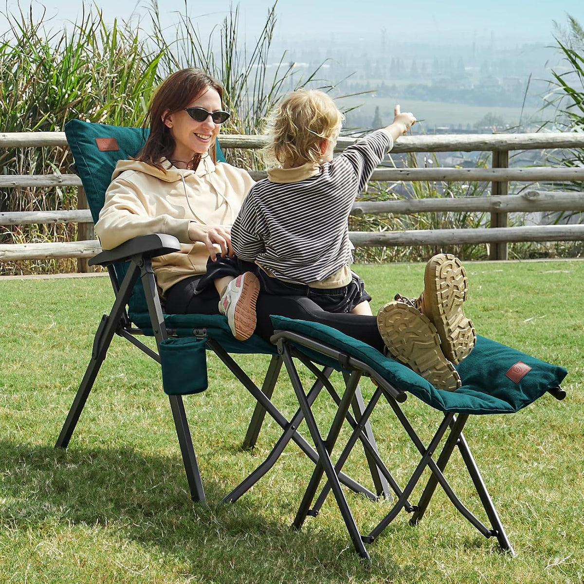 Ever Advance Luxe campingstoelen voor volwassenen, 2 stuks, heavy-duty, hoge rugleuning, oversized, opvouwbare tuinstoel, comfortabel, 6 cm gewatteerd, 150 kg draagkracht, verstelbare stoelen voor