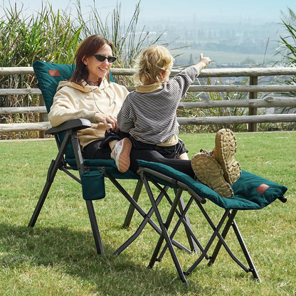 Ever Advance Luxe campingstoelen voor volwassenen, 2 stuks, heavy-duty, hoge rugleuning, oversized, opvouwbare tuinstoel, comfortabel, 6 cm gewatteerd, 150 kg draagkracht, verstelbare stoelen voor