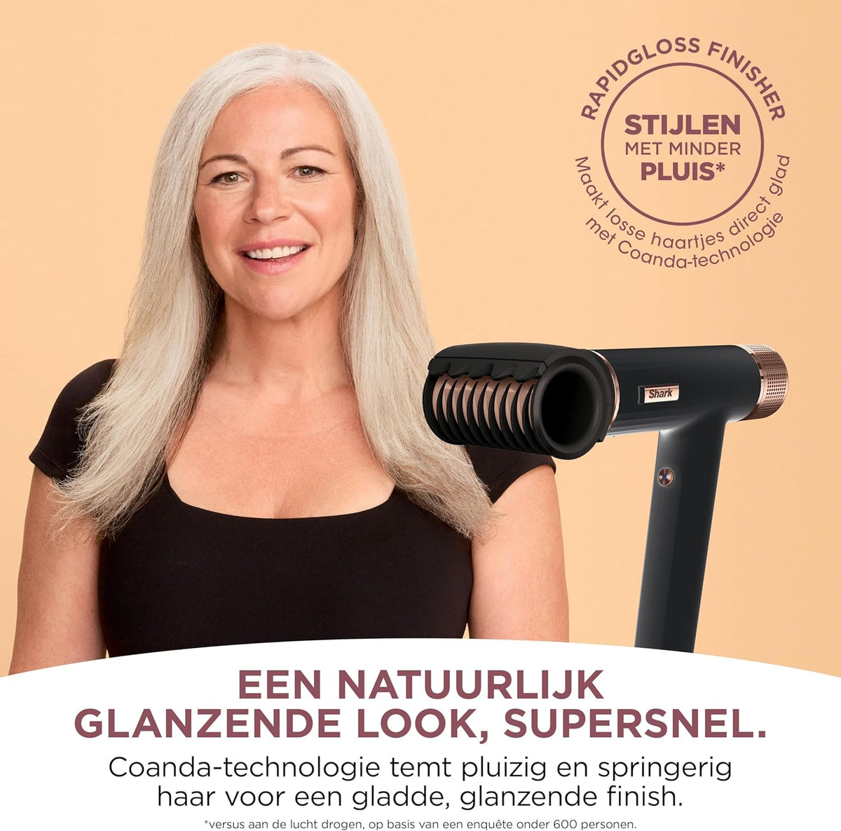 Shark SpeedStyle Haardroger & RapidGloss Finisher met Opbergtas & Haarklemmen, 5 Stylers, Voor Alle Haartypes, Ultrasnel Droog, Gladstrijken van Pluizig Haar, Geen Warmteschade, Ionisch, HD353BKEU