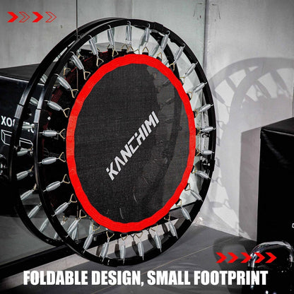 Kanchimi 48 inch Opvouwbare Mini Fitness Indoor Oefening Workout Rebounder Trampoline met Handvat, Max Belasting 350 lbs (zwart)