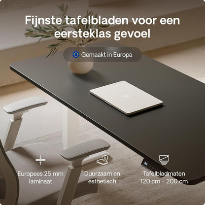 Desktronic Desk Sit-Stand - 120x60 cm - Height Adjustable Desk with USB/USB-C, 3 Memory Modes, Dual Motor and Touchscreen Control Electric Table for Comfort and Productivity. - QUORE