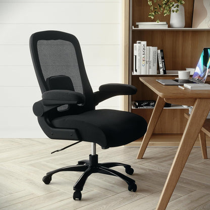 Flash Furniture Grote en hoge bureaustoel | Zwarte Mesh Executive Draaibare Bureaustoel met Lumbale en Rugsteun en Wielen