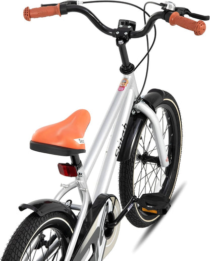 STITCH Vintage 20 inch kinderfiets voor jongens en meisjes van 9-11 jaar, met stabilisator en standaard, zilver