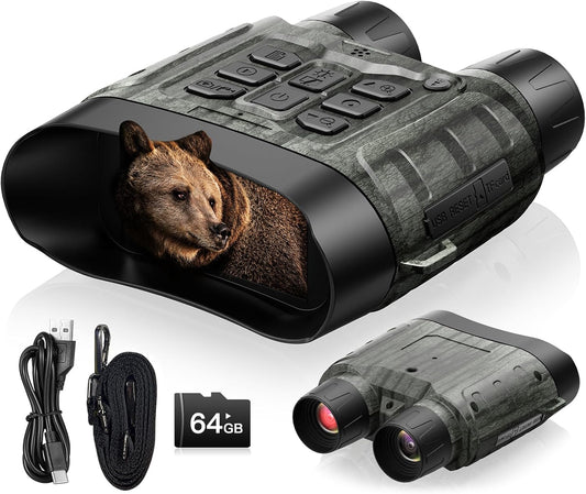 Nachtzichtapparaat, 4K 112MP infrarood verrekijker, nachtzichtapparaat, jacht, 12 x digitale zoom, bereik 450 m, 5000 mAh oplaadbaar, 64 GB TF-kaart voor jacht, veiligheid, camping