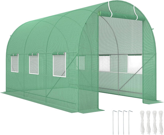 Tunnelkas – Broeikas – Foliekas – Plantenkas – Tomatenkas – Stalen Frame – Oprolbare Deuren – 350x200x200 cm - QUORE