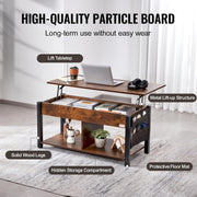 Koffietafel - Table - Coffe table - Living Room Table - Lift Top salontafel - tafel met extra opbergruimte - omklapbare salontafel voor de woonkamer - 41.7in - Bruin - 47.51lbs