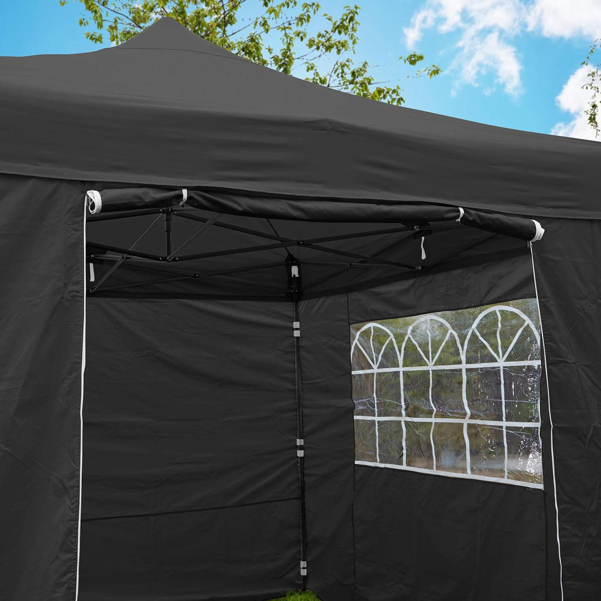 All Seasons Gazebos Robuust vouwpaviljoen, volledig waterdicht, met 4 zijwanden en accessoireset, zwart, 3 x 3 m
