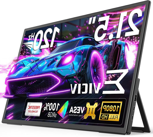 Portable Monitor 21.5 Inch 120Hz, EVICIV USB C Display Eye Protection Display 1080P 2000:1 Full HD with Adjustable Standard HDMI USB Type-C for Laptop, PC, Phone - QUORE