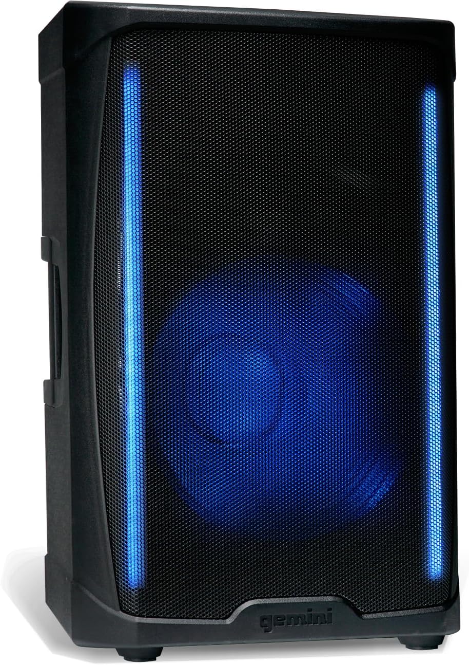 Gemini Sound GD-L215PRO 1300W Bluetooth PA-luidspreker met ledverlichting voor feestjes en 3-kanaals mixer, 15 inch high-performance woofer voor DJ's en feestjes, intuïtief design voor fans