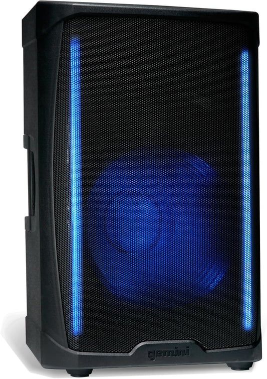 Gemini Sound GD-L215PRO 1300W Bluetooth PA-luidspreker met ledverlichting voor feestjes en 3-kanaals mixer, 15 inch high-performance woofer voor DJ's en feestjes, intuïtief design voor fans