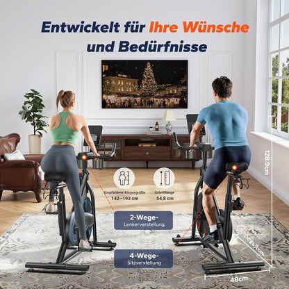 MERACH Hometrainer met magnetische weerstand, stille binnenfiets met dempend luchtkussenzadel, lcd-display, speciale toepassing, stabiel H-frame, belasting tot 150 kg