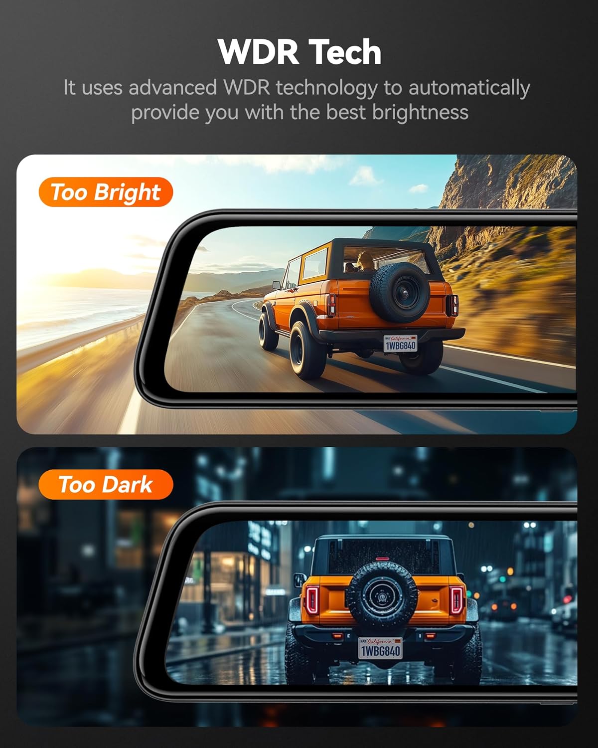 Spiegel Dashcam – Rearview Camera – Auto Camera – Dashcam Met Scherm – Achteruitkijkspiegel Camera – 12 Inch IPS Full Touch Screen – Dual 2160P Full HD Nachtzicht - QUORE