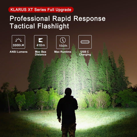 KLARUS XT11GT PRO 3300 Lumen Oplaadbare LED-zaklamp, Super Bright Krachtige tactische zaklamp voor kamperen, wandelen en noodsituaties (Desert Tan)