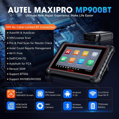 Diagnoseapparaat – Auto Scanner – OBD2 Scanner – Voertuig Diagnose Tool – ECU Codelezer – Draadloos Bluetooth – 8 Inch HD Touchscreen
