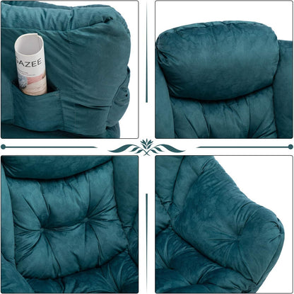 HollyHOME Relax Fauteuil Woonkamer Stoel Slaapkamer Stoel Lounge Stoel met Armleuningen Leesstoel Accentstoel met Stalen Frame, Blauw Groen