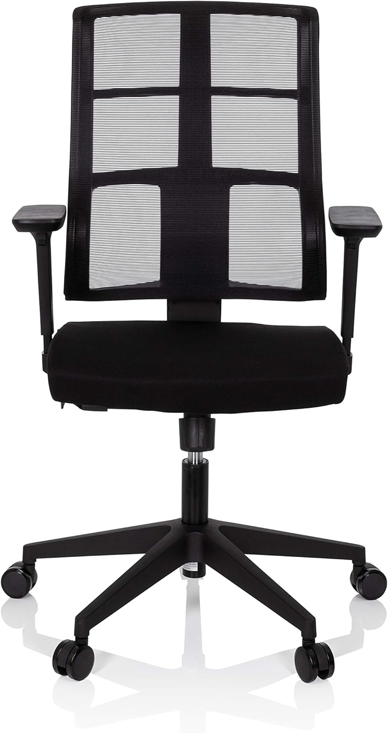 hjh OFFICE 810025 professionele bureaustoel Spinio stof zwart kantoor draaistoel met netrug, rugleuning in hoogte verstelbaar