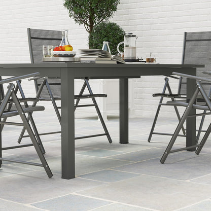 Outsunny Gartentisch Erweitert Aluminium 160/220x90cm Wetterfest Balcony, rutschfest Buffettisch Camping for 6-8 Persons, Outdoor Essisch für Garten, Terrasse Balcony Grau - QUORE