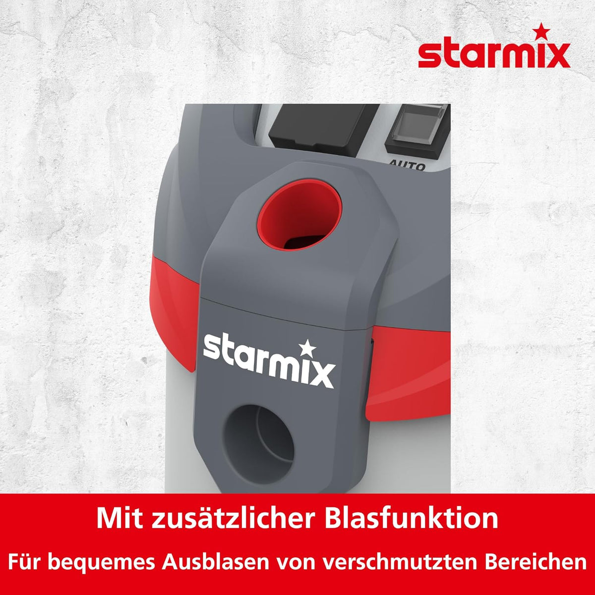 Starmix Flexo AP-1420 Nat- en droogzuiger met stopcontact, 1400 watt, industriële stofzuiger met reservoir van 20 liter, met blaasfunctie, filterreiniging max. 216 mbar, stofzuiger voor bouwplaats +