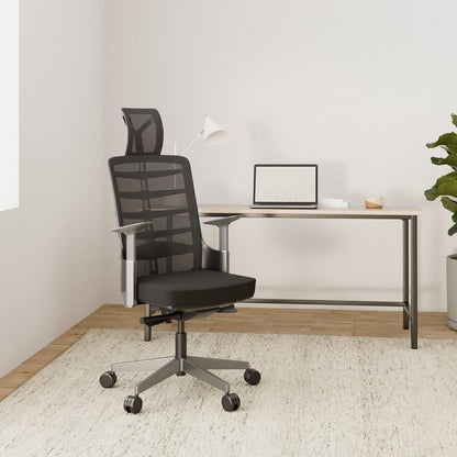 hjh OFFICE 640400 Professionele bureaustoel SKARIF stof zwart/grijs ergonomische draaistoel met flexibele rugleuning, zwart frame