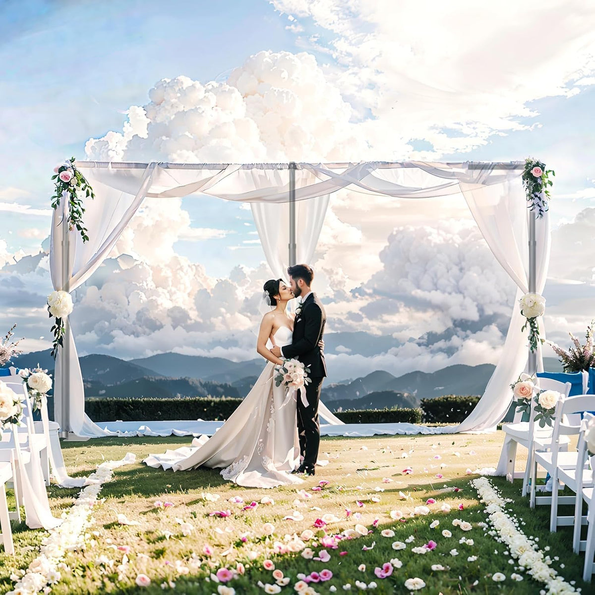 EMART Fotografie Achtergrondstand Heavy Duty 3x6M, Kruisbalk en Draperieën Achtergrondstelsel, Aanpasbaar Metaalraam met Vlakke Basis voor Bruiloften, Verjaardagsfeesten en Decoraties - Zwart
