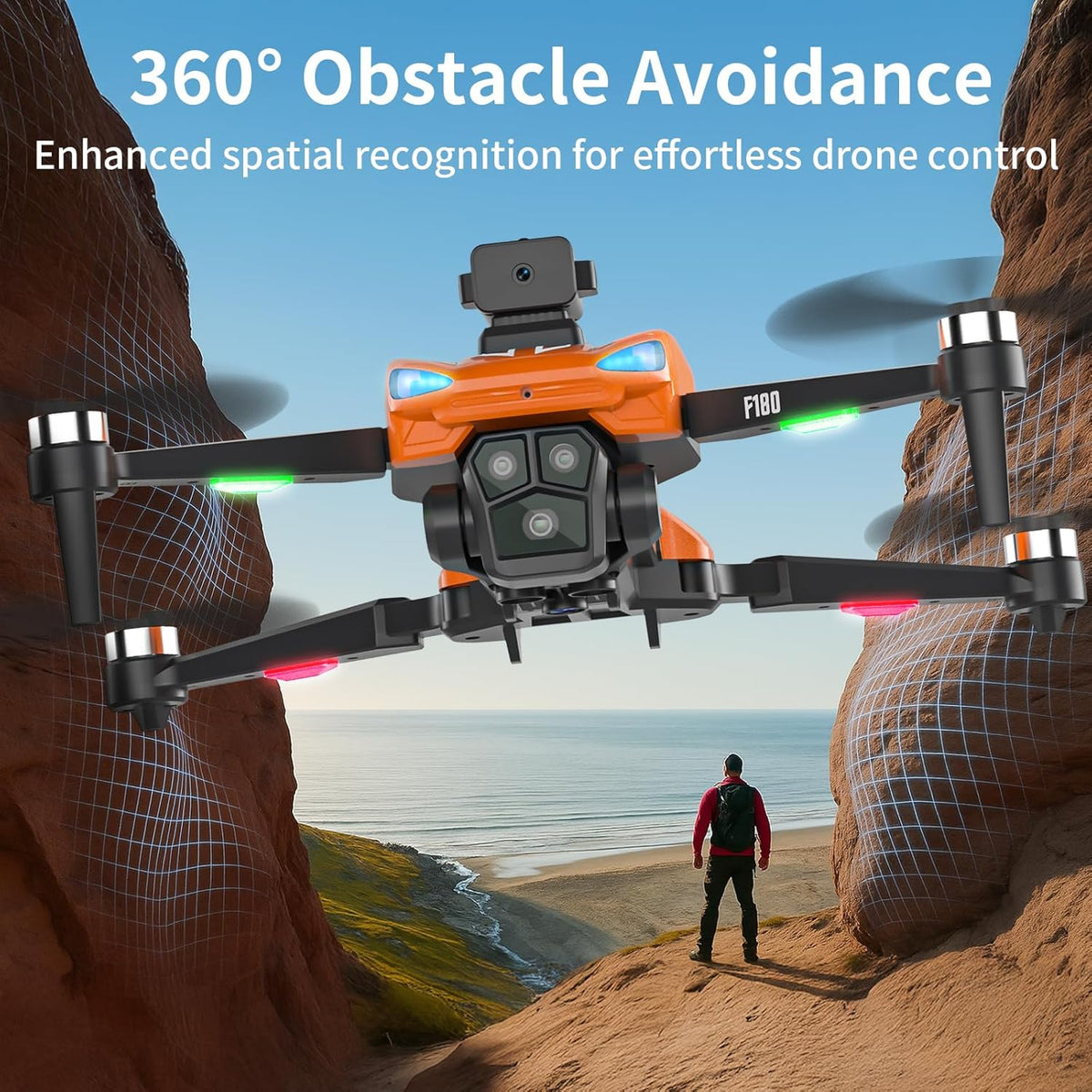 GPS Drone Met 4K Camera Voor Volwassenen, 4,5" Afstandsbedieningsscherm, Automatische Obstakeldetectie, 22 Minuten Vliegtijd, Opvouwbare FPV RC Quadcopter Met Volg-Me, Cadeau Voor Beginners