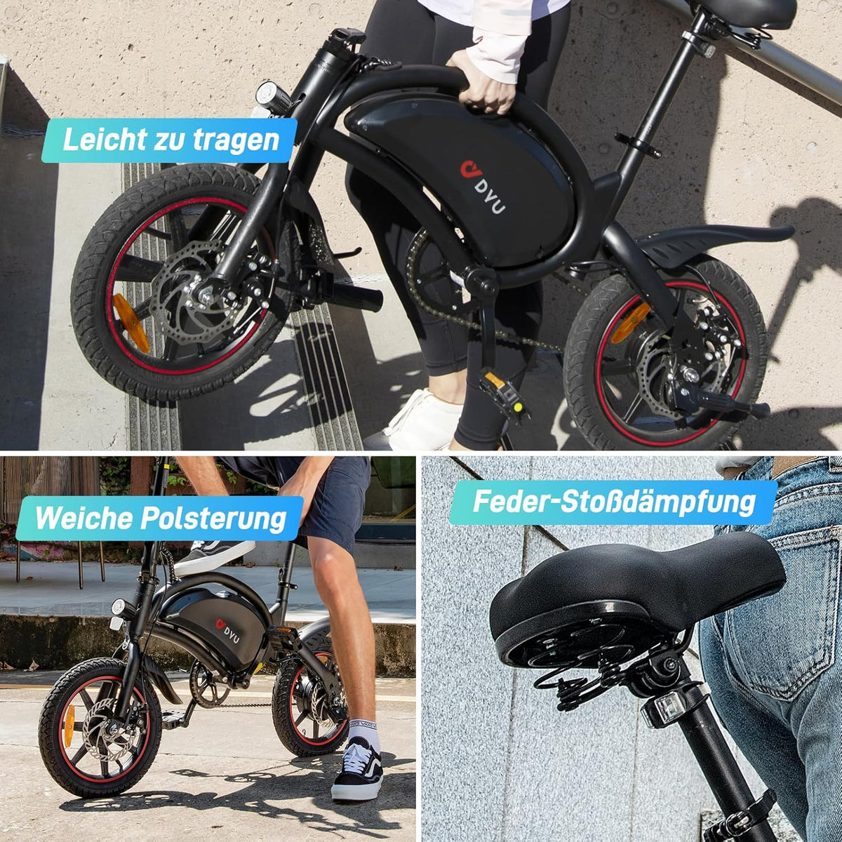 <font dir="auto" style="vertical-align: inherit;"><font dir="auto" style="vertical-align: inherit;">        DYU D3S E-bike, folding bike, 14 inch, electric bicycle, 25 km/h top speed, 40 km range, disc brakes, foldable, for youth and adults       </font><