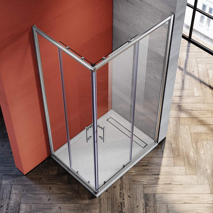 Douchecabine – Hoekdouche – Douchewand – Doucheruimte – Doucheschuifdeur – 100x70 cm – 5 mm Geharde Veiligheidsglas