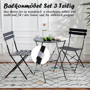 Tuinstoelen - Tuinmeubelen - 3-Delige - Tuin Eettafelstoelen - Inklapbaar Stoelen & Tafel - Bistroset - Moderne Stijl - Weerbestendig - Stabiel - Ruimtebesparend - Onderhoudsvriendelijk - 59.5 x 72 cm Tafel - 42 x 28.5 x 81 cm Stoel - Zwart