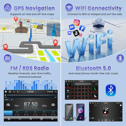 8-Core/4G+64G/DSP Autoradio Android pour VW Golf 5 Golf 6 Polo Passat Tiguan T5 Transporter Seat Leon avec Sans Fil CarPlay Android Auto, 9" écran Tactile avec BT GPS WiFi RDS FM USB+CAM