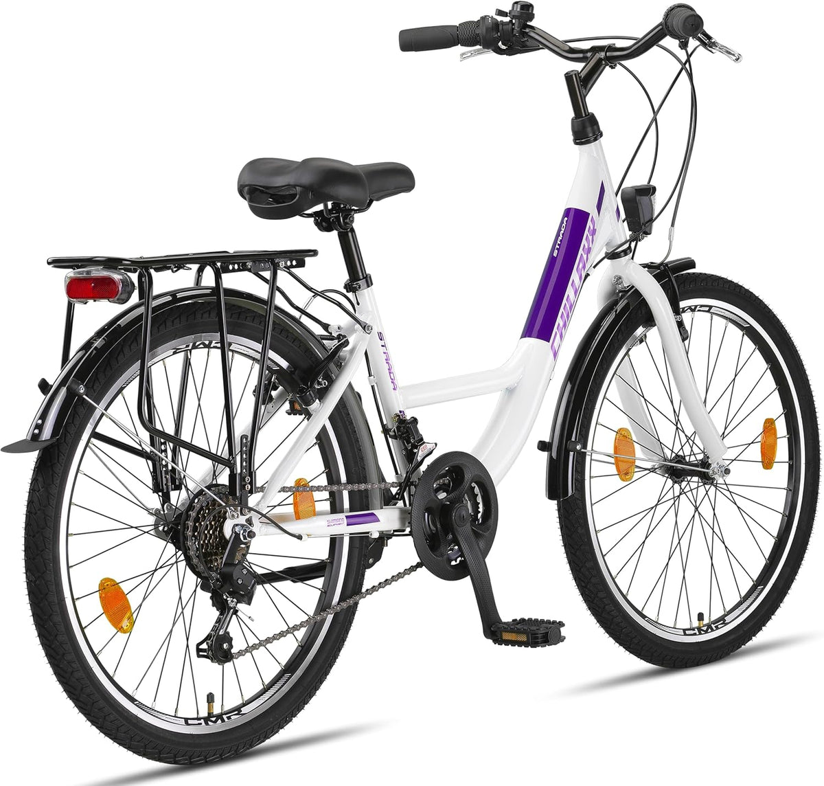 Chillaxx Bike Strada Premium City Bike in 24, 26, 28 inch: een fiets voor meisjes, jongens, dames en heren, met 21 versnellingen, Nederlandse fiets, stadsfiets