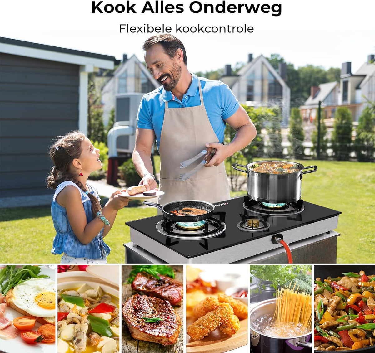 Draagbare Gaskookplaat – Gasstel – Campingkookplaat – Outdoor Kooktoestel – Gasfornuis – 3 Branders – 6250W Vermogen – Gehard Glasplaat