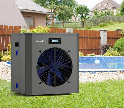 5 KW Elektrische zwembadwarmtepomp voor opbouwzwembad, zwembadverwarming, warmtepomp, zwembad tot 20.000 l, 20 m³, wifi-bediening, 220 V, 240 V, 50 Hz